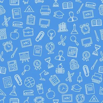 Seamless Pattern with School Icons Stock Illustration
