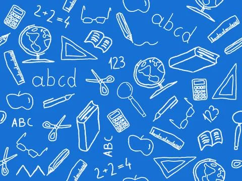Seamless pattern with school object icon and symbols. Education background do Stock Illustration