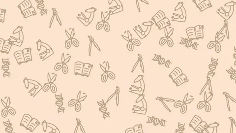 Seamless Pattern of School Supplies and Educational Tools. Stock Footage 319218066