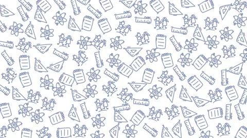Seamless Pattern of School Supplies and Education Tools for Creative Design Stock Footage 321638935
