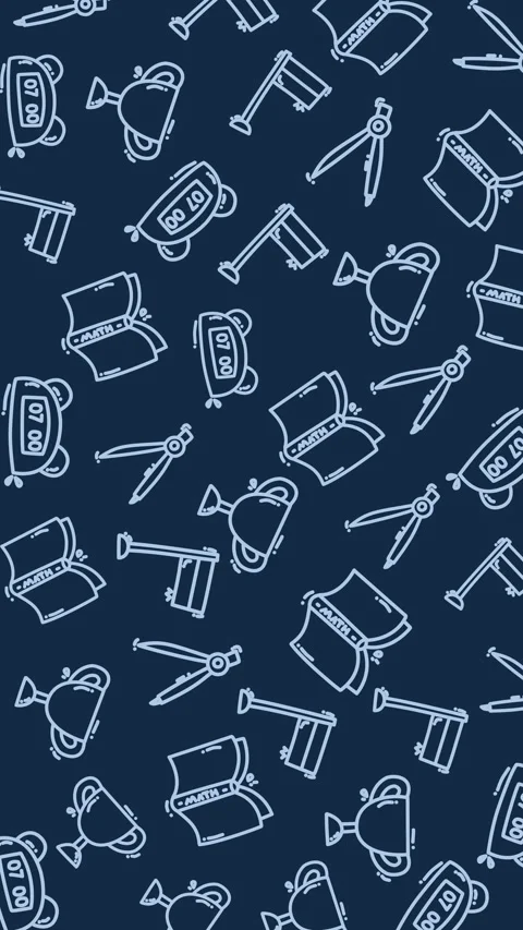 Seamless Pattern of School Supplies and Sports Trophies in Hand Drawn Style Video stock 339005188