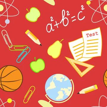 Seamless Pattern, School Supplies, Back to School Background Stock Illustration