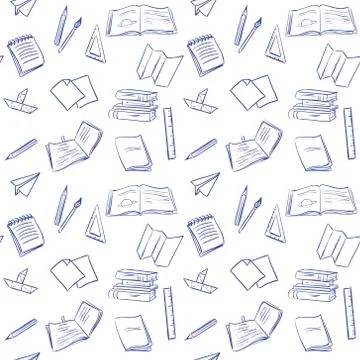 Seamless pattern with school supplies Stock Illustration