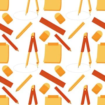 Seamless pattern with school supplies theme Illustrazione stock