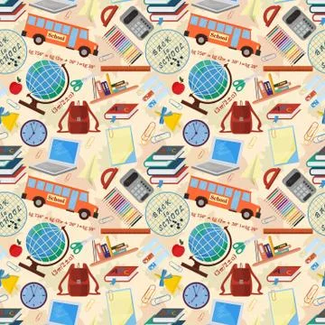 Seamless pattern on a school theme, the Association for educational instituti Stock Illustration