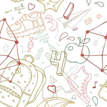 Seamless pattern on school theme. Illustrazione stock