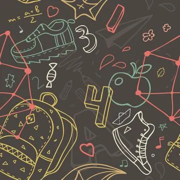 Seamless pattern on school theme. Stock Illustration