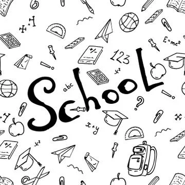 Seamless pattern on a school theme. Vector illustration background on a schoo Stock Illustration