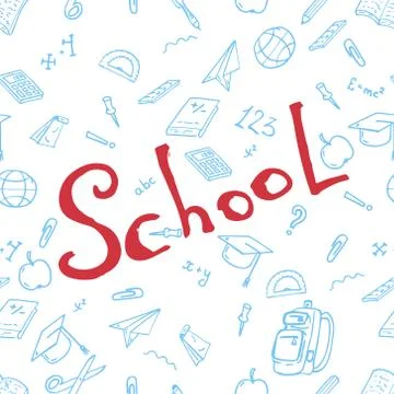 Seamless pattern on a school theme. Vector illustration background on a schoo Stock Illustration