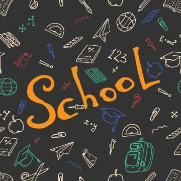 Seamless pattern on a school theme. Vector illustration background on a schoo Stock Illustration