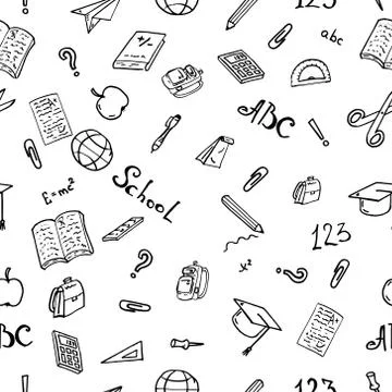 Seamless pattern on a school theme. Vector illustration background on a schoo Stock Illustration