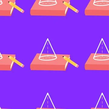 Seamless pattern with school things book, pencil, geometric figures. Back to Stock Illustration