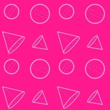 Seamless pattern with school things geometric figures ball and cube. Back to Stock Illustration