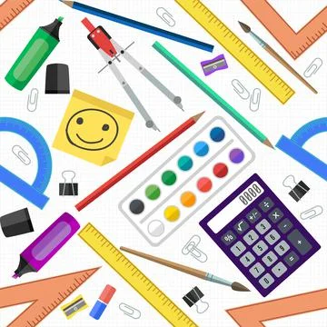 Seamless pattern of school tools. Vector illustration. Stock Illustration
