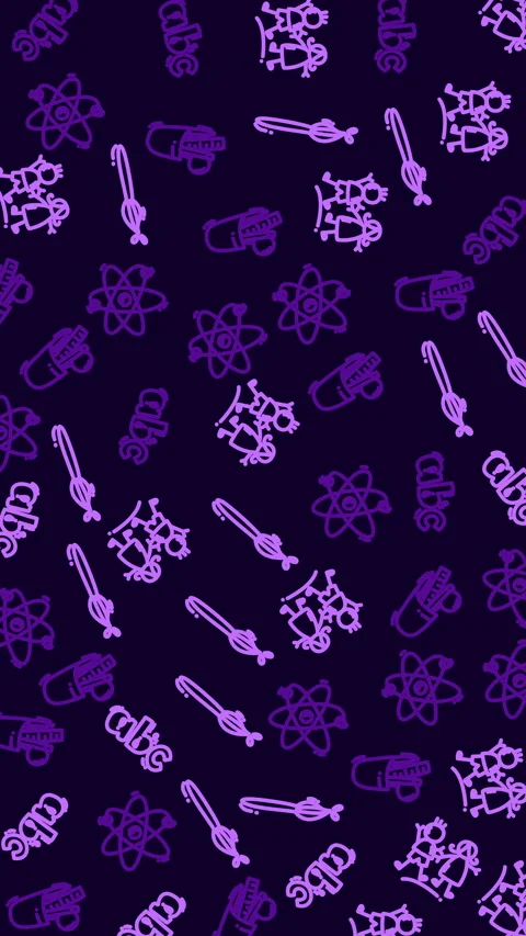 Seamless Pattern of Science and Education Icons on Dark Purple Background Stock Footage 339006029