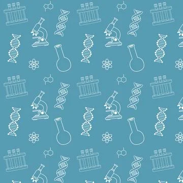 Seamless pattern with science icons collection Illustrazione stock