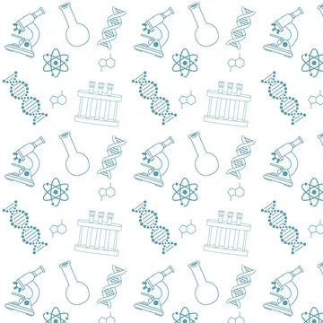 Seamless pattern with science icons collection Stock Illustration