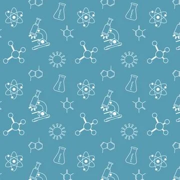 Seamless pattern with science icons collection Illustrazione stock