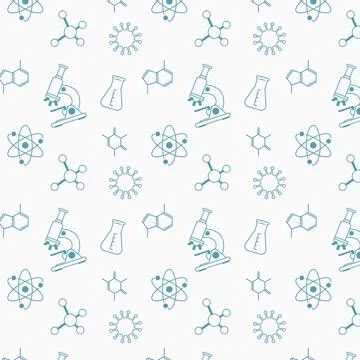 Seamless pattern with science icons collection Stock Illustration