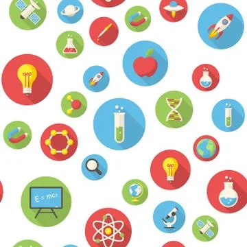 Seamless pattern with science icons Stock Illustration