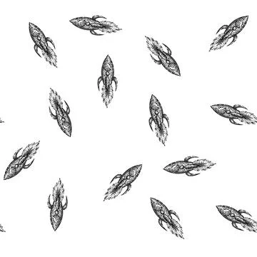 Seamless pattern science rocket sketch hand drawn Stock Illustration