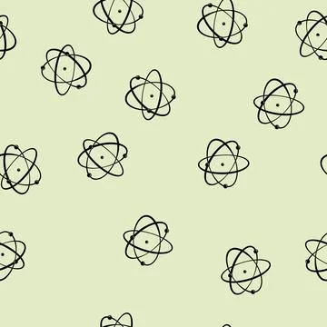 Seamless pattern scientific atom orbit cartoon vector Stock Illustration