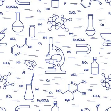 Seamless pattern: scientific, education elements. Stock Illustration