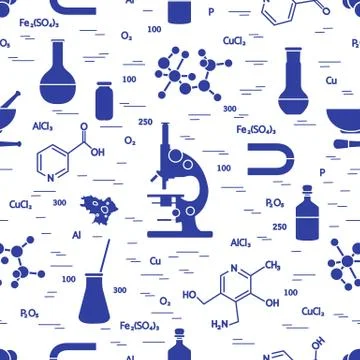 Seamless pattern: scientific, education elements. 스톡 일러스트