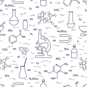 Seamless pattern: scientific, education elements. Stock Illustration