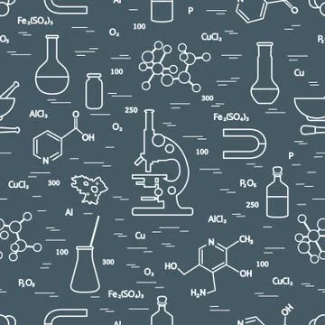 Seamless pattern: scientific, education elements. 스톡 일러스트