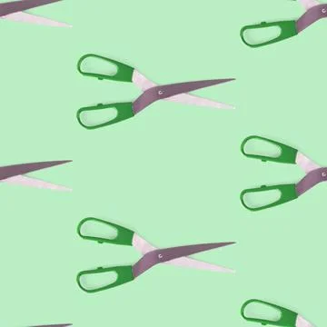 Seamless pattern of scissors separated flat layer. Scissors concept for office Stock Photos