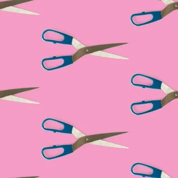 Seamless pattern of scissors separated flat layer. Scissors concept for office Stock Photos