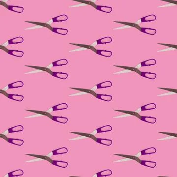 Seamless pattern of scissors separated flat layer. Scissors concept for office Stock Photos