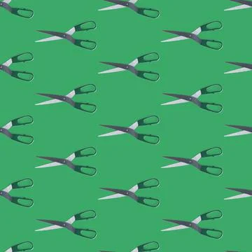 Seamless pattern of scissors separated flat layer. Scissors concept for office Stock Photos