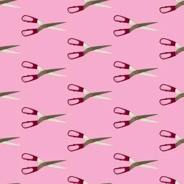 Seamless pattern of scissors separated flat layer. Scissors concept for office Stock Photos