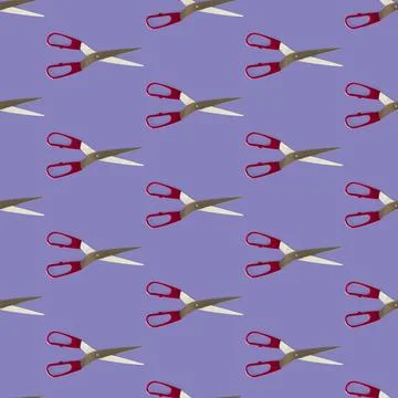 Seamless pattern of scissors separated flat layer. Scissors concept for office Stock Photos