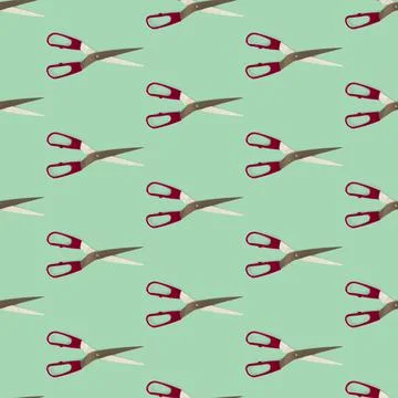 Seamless pattern of scissors separated flat layer. Scissors concept for office Foto stock