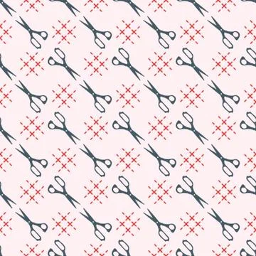 Seamless pattern with scissors. Sewing, needlework Stock Illustration
