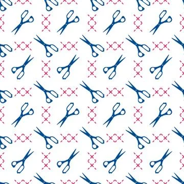 Seamless pattern with scissors. Sewing, needlework Illustrazione stock