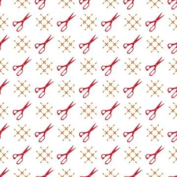 Seamless pattern with scissors. Sewing, needlework Stockillustratie