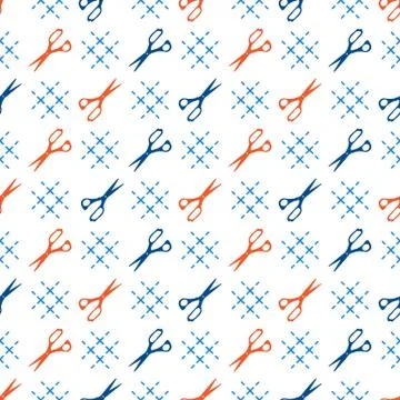 Seamless pattern with scissors. Sewing, needlework Illustrazione stock