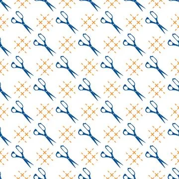 Seamless pattern with scissors. Sewing, needlework イラスト素材