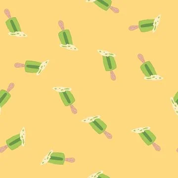 Seamless pattern scoop fallen ice cream cartoon vector Stock Illustration