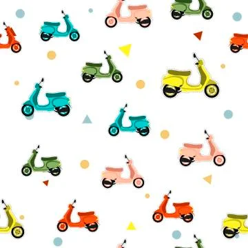 Seamless pattern with scooter Stock Illustration