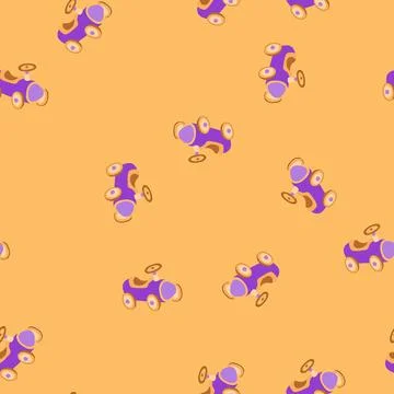 Seamless pattern scooter ride on toy cartoon vector 库存插图