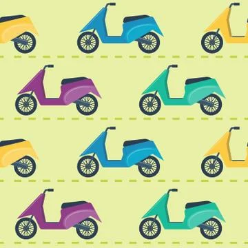 Seamless pattern with scooters Illustrazione stock