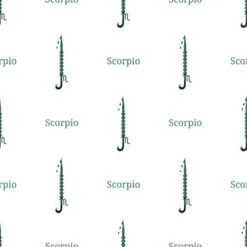 Seamless pattern with Scorpio zodiac sword sign. Cartoon zodiacal weapon. Vector Stock Illustration