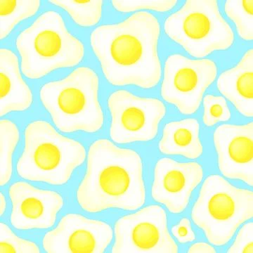 Seamless pattern scrambled fried eggs vector for eco farm cookbook menu recipe Stock Illustration