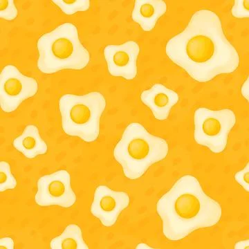 Seamless pattern scrambled fried eggs vector for eco farm cookbook menu recipe Stock Illustration