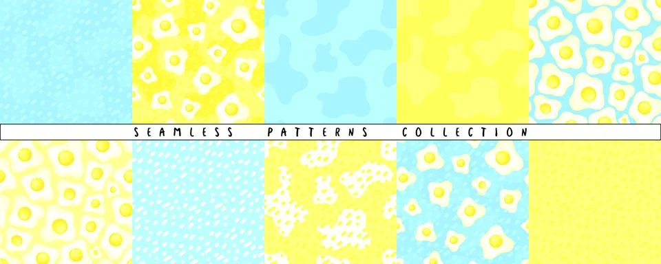 Seamless pattern scrambled fried eggs vector for eco farm cookbook menu recipe Stock Illustration